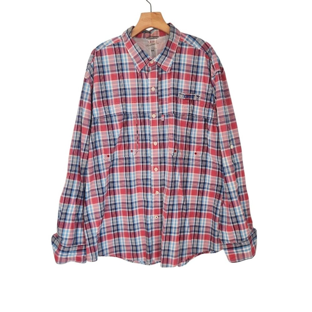 Izod Saltwater Shirt Fishing Button Down Vented‎ Roll Tab Sleeves Mens 2XL